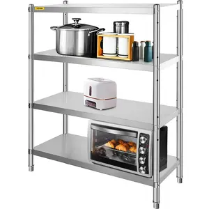 【DealsForYouDays】VEVOR Stainless Steel Shelving 46.8x18.5 Inch 4 Tier Adjustable Shelf Storage Unit Stainless Steel Heavy Duty Shelving for Kitchen Commercial Office Garage Storage 330lb Per Shelf Organiser Racks