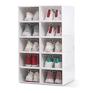 WOWZILLA 10 Pack Shoe Boxes Clear Plastic Stackable,  Shoe storage organizer for Sneaker Storage, Space Saving with Clear Shoe Box, Open Display Boot & Shoe Boxes, Transparent and Clear Shoe Organizer