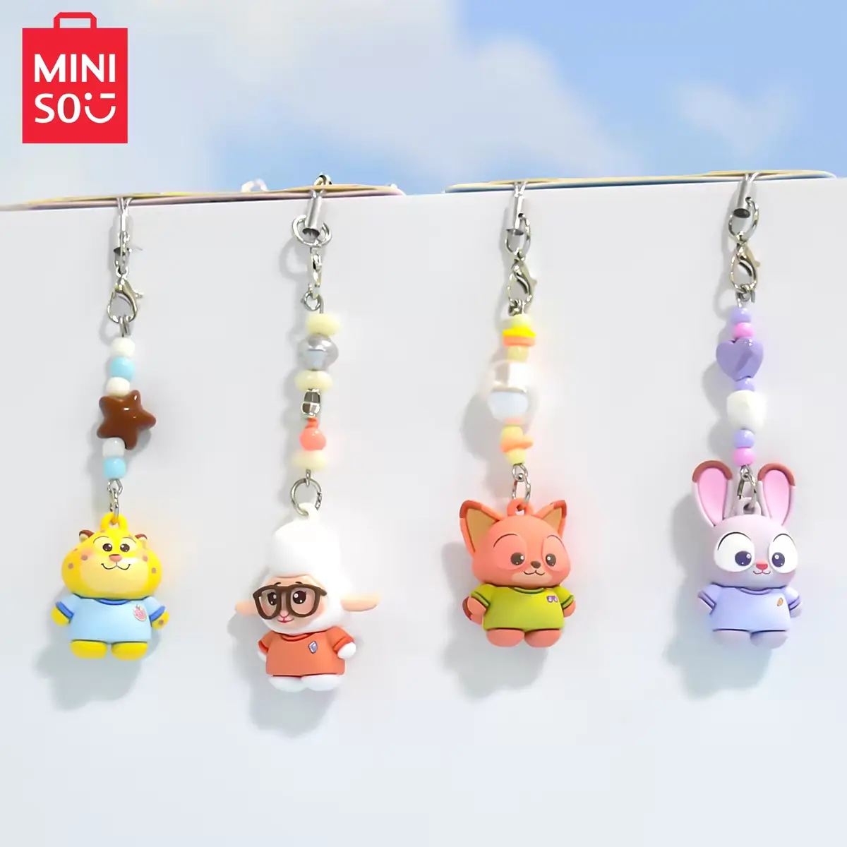 MINISO Zootopia Mini Plush Series "Little Snots" Double-Keychain Cute Hanging Ornament – Compact & Adorable Accessory Perfect for Bags and Backpacks, Ideal as Couple or Girlfriend Matching Gifts, Perfect New Year Gift,Perfect Gift for Mom,#Summervibes