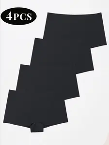 4-Pack Seamless Comfortable All-Season Classic Basic Women's Briefs, Sexy Slim-Fitting Underwear, Everyday Wear Panties, Plain Pattern, Ideal for Everyday Wear