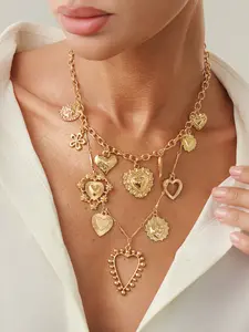 Boho Fashion Hollow Heart Koi Pendant Necklace, Trendy Charm Necklaces, Elegant Daily Party Jewelry Gift for Women, Versatile Ladies' Accessory