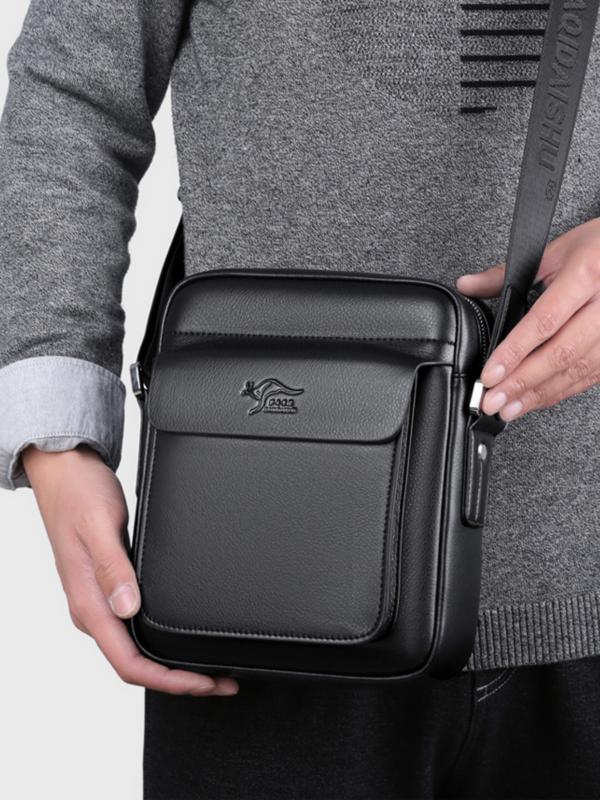 Men's Square Crossbody Bag, PU Leather Shoulder Bag, Stylish Casual Chest Messenger Bag, Durable and Versatile Accessory for Daily Use, Belt Shoulder Bags