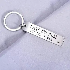 2026 NEW Creative Slogan Metal Keychain, Stainless Steel Key Ring with Long Bar Pendant for Car Keys, Cute Fashion Accessory for Men and Women, Perfect Valentine's Day Gift and Keychain for Bags