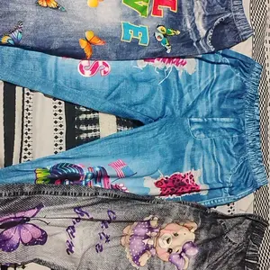 Girls' 3-Pack Stretchy Denim-Look Pants: Patriotic Cars, Cute Cats, Butterfly Bears & Sun Prints! Easy Waistband, Outdoor & Bike Riding, Gift