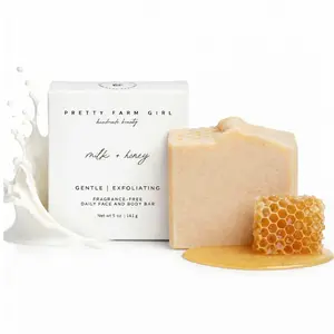 [Pretty Farm Girl] Milk + Honey Fragrance‑Free Handmade Tallow & Goat Milk Soap Bar – Ultra-Nourishing Cleanse for Sensitive Skin (4.5 oz / 127 g)