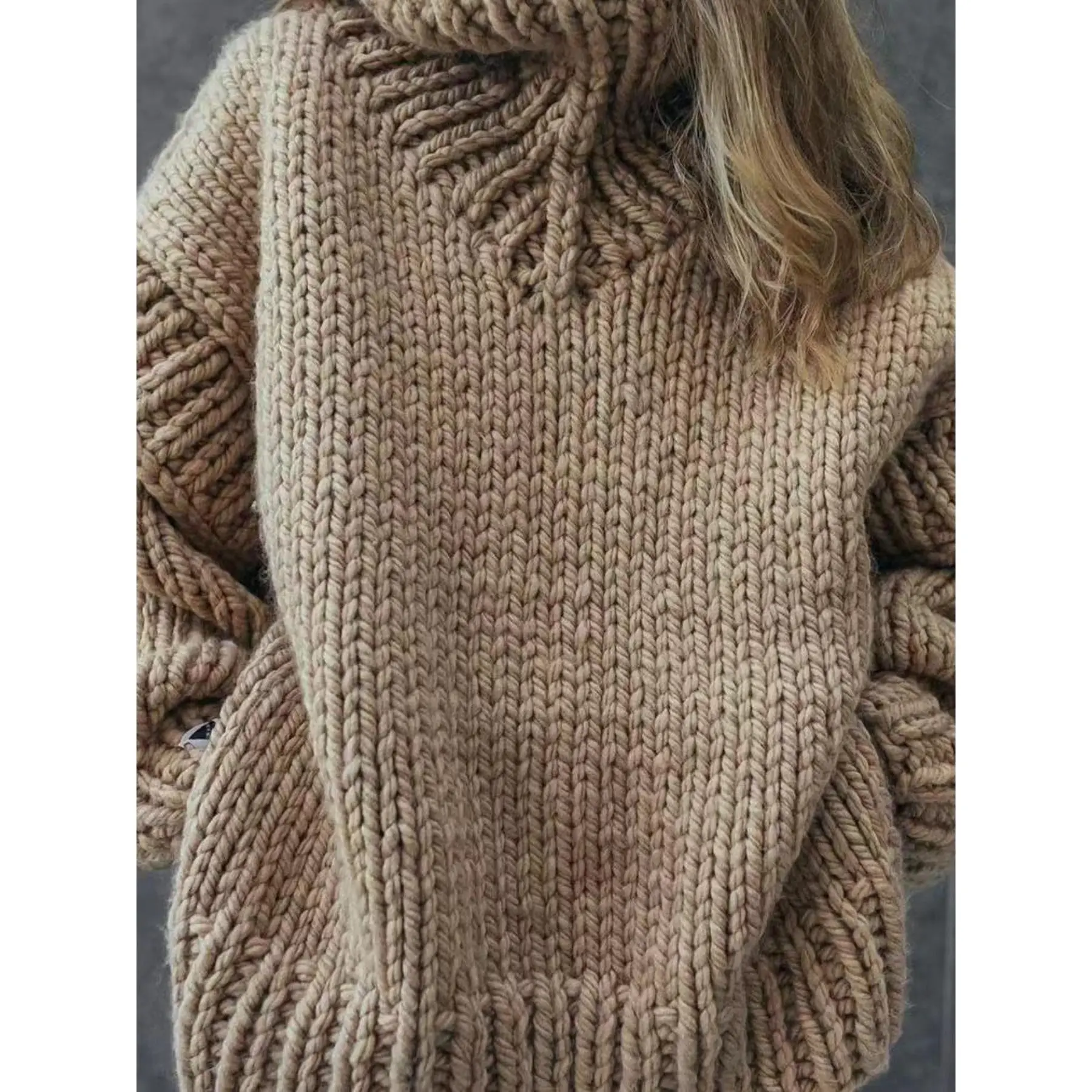 Winter Chunky Turtle Neck Sweater | Plush Pullover Top, High Neck, Long Sleeve, Rib, Solid Color, Elegant Style by SCACTO