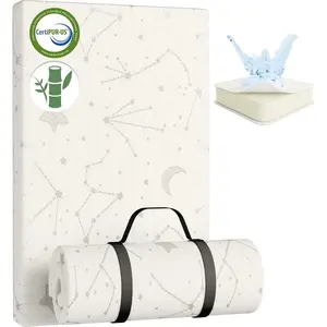 Bamboo Pack and Play Mattress Pad Breathable 38x26 Waterproof Baby Mattress for Pack Play Matress Topper Waterproof with Strap