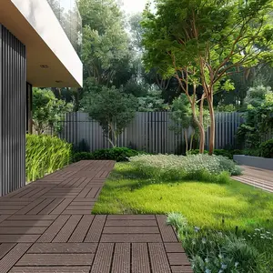 VEVOR Interlocking Deck Tiles Plastic Wood, 27 Pack, 12x12 27 sq. ft Waterproof Outdoor Flooring All Weather Use, Patio Floor Decking Covering Tiles for Porch Poolside Balcony Backyard, Dark Brown