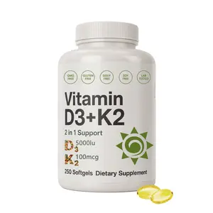 Vitamin D3 K2 - With 5000 IU Vitamin D3 and 100 mcg Vitamin K2 as MK7 - Bone Health & Immune Support Supplement,Healthcare Dietary Edible