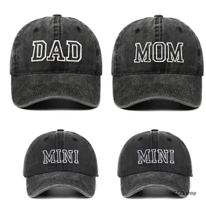 "DAD MAMA MINI" Embroidered Baseball Cap — Outdoor Sun-Shading Parent-Child Cap