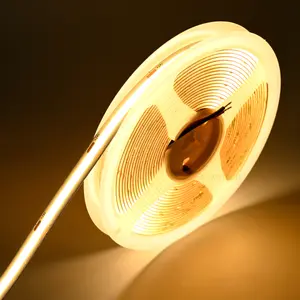 5M Linear Dimmable 24V 12V COB LED Strip Light 10mm 528LED 16.4ft/roll UL Listed