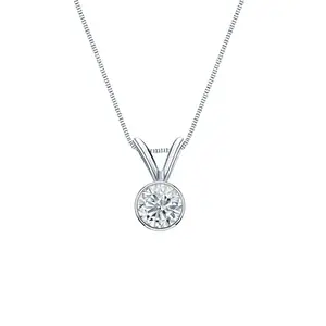 Lab Grown Diamond Solitaire Pendant Round 0.25 ct. tw. (D-E, VVS) 14k White Gold Bezel