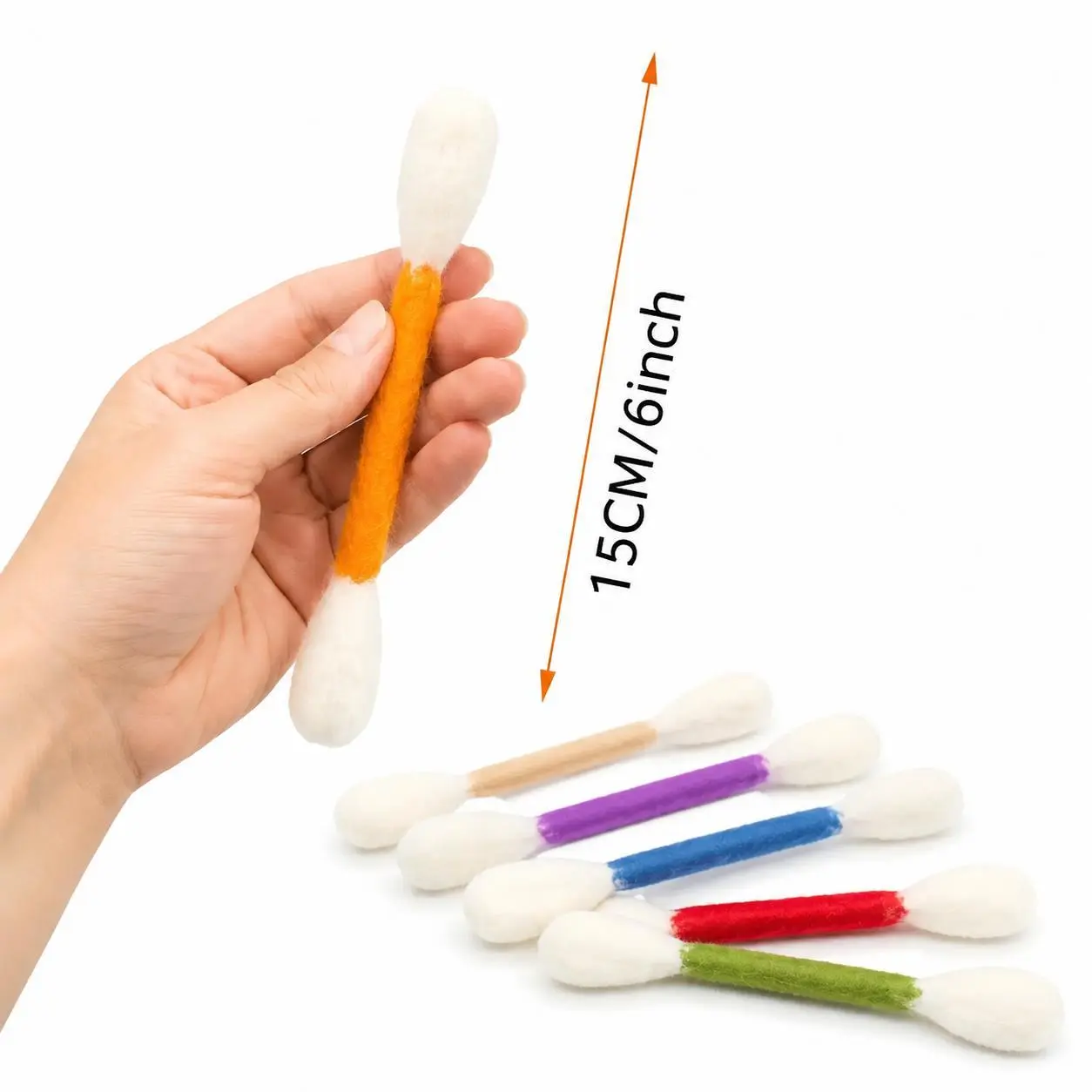 6-Pack Giant Q-Tip Shaped Cat Toys, Soft Felt Cotton Swab Teething Sticks, Durable Interactive Indoor Kitten Chew Accessories for Anxiety Relief, Dental Cleaning & Daily Entertainment Gifts
