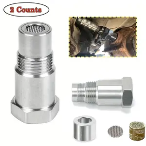 M18x1.5-46MM Auto Oxygen Sensor Adapter with Filter Screen, Stainless Steel Car Sensor Connector Extender, Universal Auto Accessories Gift for Men