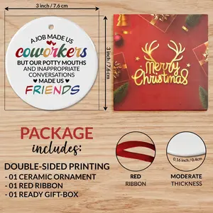 Coworker Friends Christmas Ornaments Gifts - Colleague to Friends, Coworker Birthday Gifts for Women, Work Bestie Friendship Farewell Goodbye - Coworkers Christmas Decorations Ceramic Ornaments