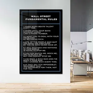 Wall Street Fundamental Rules Canvas Art - Inspirational Quotes on Hard Work, Success, and Wealth, Perfect for Office or Home Decor