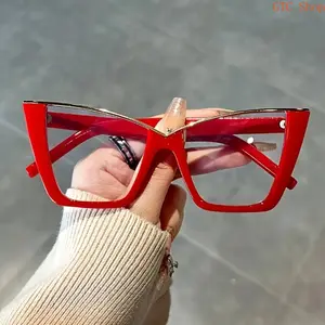 Vintage Cat Eye Blue Light Blocking Glasses for Women, Viral Transparent Jelly Color Fashion Eyewear, Lightweight Anti-Fatigue Clear Lens, Slim Comfortable Daily Wear Frame, Stylish Eye Protection Computer Glasses, Work Study Indoor Daily Casual Accessory