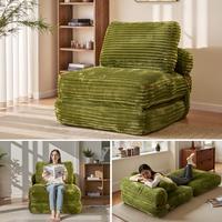Green Plush Corduroy | 36" Folding Sofa Bed