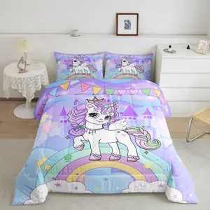 Unicorn Comforter,Cute Rainbow Unicorn Comforter Set,Unicorn Bedding Set for Boys Girls Teens,Luxury Bedroom Home Decor Quilt Set,Designer Duvet Set