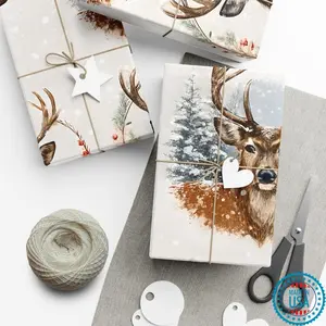 Christmas Deer Gift Wrap Paper: Rustic Holiday Wrapping, Eco-Friendly, Agriculture, Hunting, Wildlife