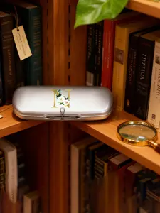 Rose gold letter floral A-Z transparent glasses case, hard case for reading glasses, daily carry organizer, lightweight and portable. Multi-functional storage tool, can be used for sunglasses, reading glasses, accessories, or other small items.