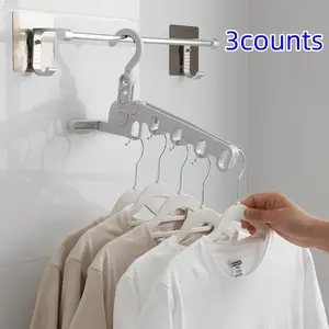 3-Piece Portable Five-Hole Folding Clothes Hanger, Travel-Friendly Dorm Hook, Hotel Business Trip Clothing Rack, Indoor Drying Tool