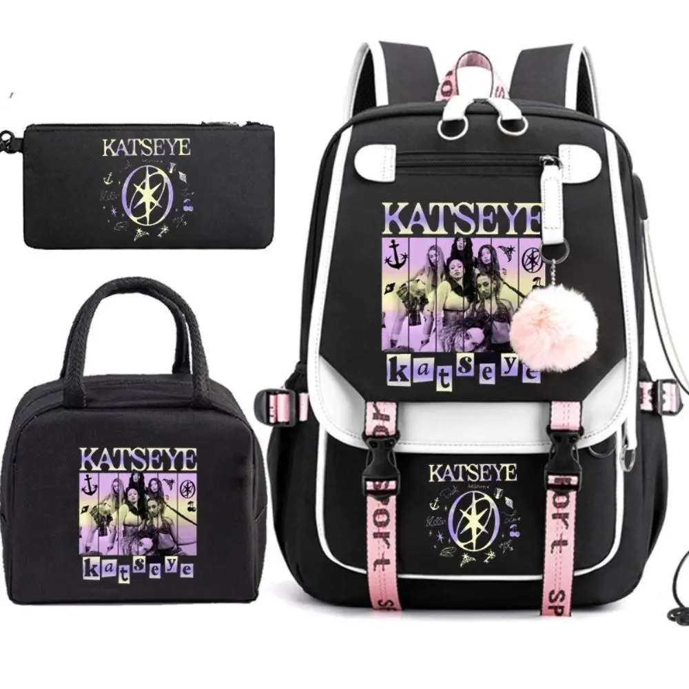 Katseye Backpack Katseye Merch Campus Bag 3PCS Lightweight Travel New Semester Gifts Korea Pop Backpack For Fans