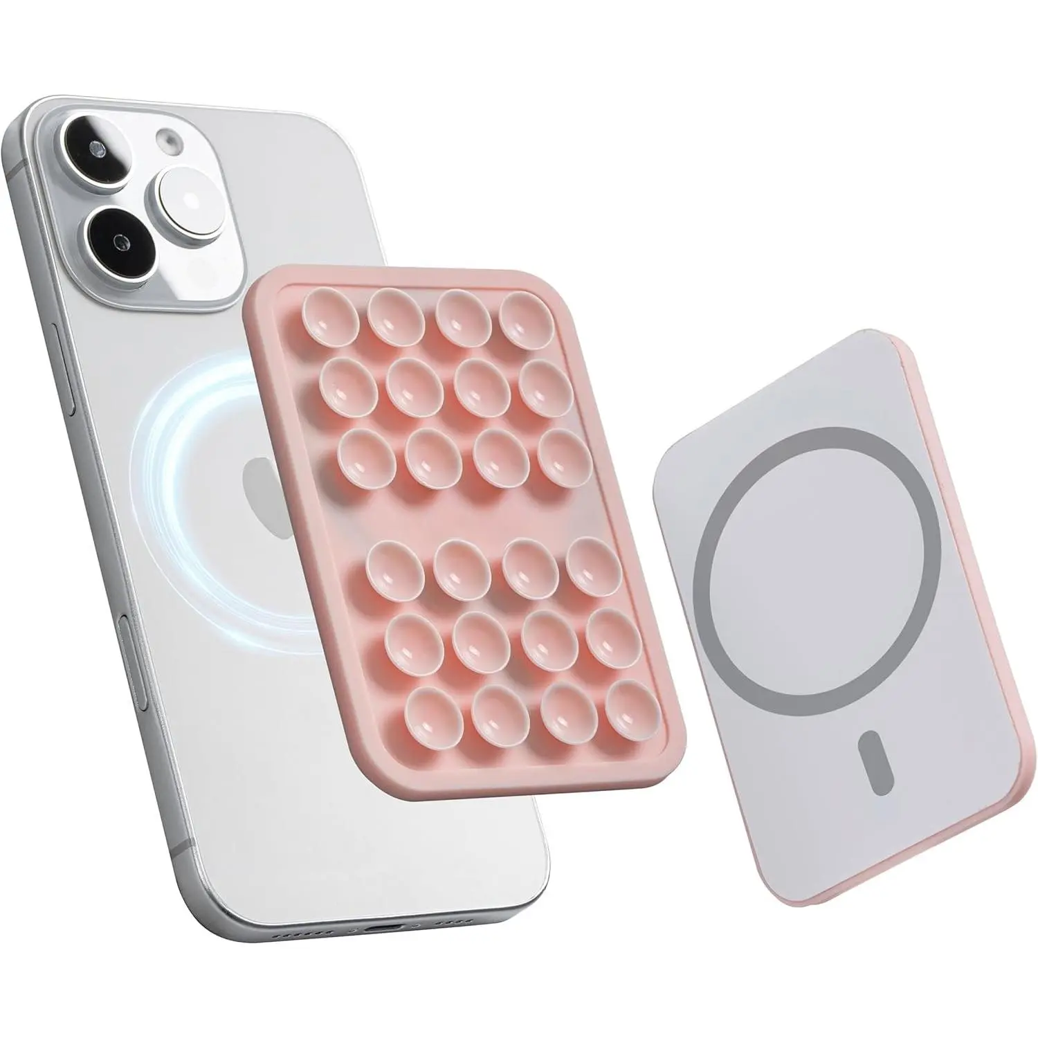 Suction Cell Phone Grip for MagSafe Case,  Octo Cup Buddy Holder, Hands-Free Removable Mount, Durable  Phone Accessory for  and Android - Chalk Pink