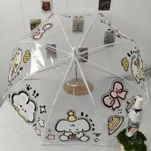 Animal Transparent Folding Umbrella, Cute Cartoon Girl Design, Portable Three-Fold Umbrella, Windproof Rainproof Birthday Gift