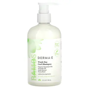 DERMA E Ramos Clean Curls, Wash Day Curl Shampoo, For Wavy, Curly and Coily Hair, 12 fl oz (355 ml)