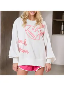 Women's 2026 Loose Casual Pullover | Long Sleeve Letter Print Lightweight Sweatshirt | Oversized Streetwear Top