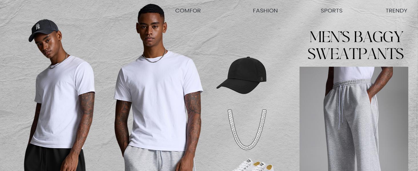 Gihuo Men's Baggy Sweatpants Casual Drawstring Waist Wide Leg Athletic Lounge Sweat Pants with Pockets Cotton Menswear Comfy Loose Suit Trouser Gihuo Men's Baggy Sweatpants Casual Drawstring Waist Wide Leg Athletic Lounge Sweat Pants with Pockets Cotton Menswear Comfy Loose Suit Trouser