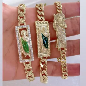 San Judas Bracelet Esclava #0248 14k Laminated Gold Hypoallergenic Daily Use 7 7.5 8 Inch Lengths with Extender