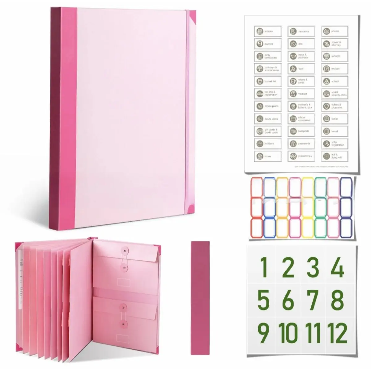 Document Organizer Folio,lmportant Document Organizer Folio Folders with Labels Life Binder lmportant Documents for Bills Checks Birth Certificates organizer Home Important File Storage Bags
