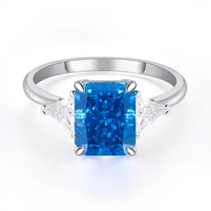 2.7/4CT Radiant CZ Engagement Rings for Women, Women's Round/Radiant Cut 3-Stone Engagement Promise Ring for Her 925 Sterling Silver with 18K White Gold Plated.