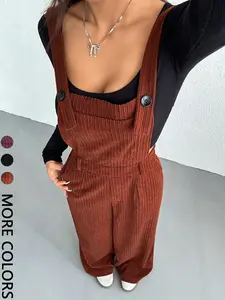 Women's Solid Color Casual One-Piece Jumpsuit, Simple Fashion Daily Wear, Comfortable and Stylish, Perfect for Everyday Use