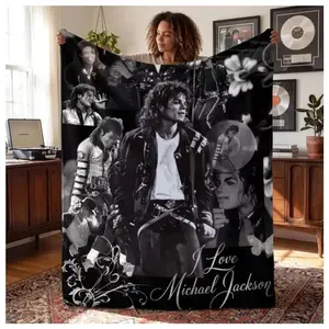 Personalized Michael Jackson Blanket, Music Legend King of Pop Flannel Throw, Custom MJ Fan Gift, Vintage Pop Culture Singer Room Decor Suitable as a gift sizes 60*80,30*40 ,40*50 50*60 warm Color-Fillable Art