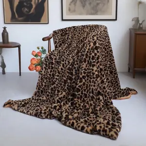 Velboa Super Soft Leopard Blanket Double Layer Bedding Thick Sofa Cover Furry Fuzzy Fax  Throw Blanket (Brown,51 x 63 Inch)