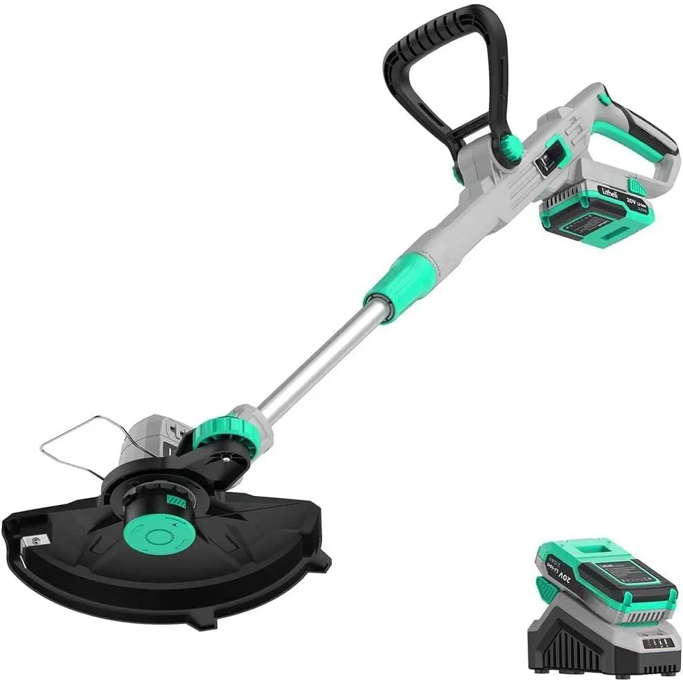 20V 12" Cordless String Trimmer/Wheeled Edger, Battery Powered Weed Wacker with Auto Line Feed for Lawn Trimming/Edging, with 2.0Ah Battery and Charger Included