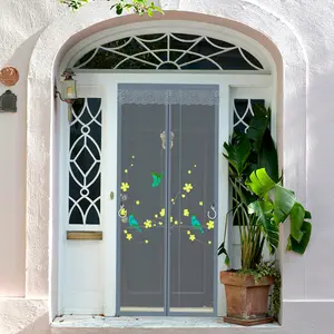 Decorative Modern Easy to install, pet and child friendly fiberglass sliding door with magnetic closure decorative mesh curtain screen door