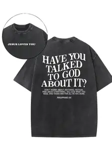 Vintage Washed Oversized Christian Graphic Tee Jesus Loves You Shirt Heavyweight Cotton Bible Verse T-Shirt Gym Pump Cover For Men Women Casual Streetwear Faith Based Apparel Y2K Retro Grunge Clothing Everyday Wear Trendy Religious Gifts Youth Top