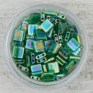 0179 Tila Beads - Green Rainbow
