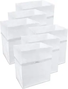 13 Gallon Disposable Pop-Up Trash Cans (6-Pack) with Fitted Bags – Foldable Garbage & Recycling Bins for Parties, Events & Kitchen (White, 17" H x 13.5" W x 10" D)