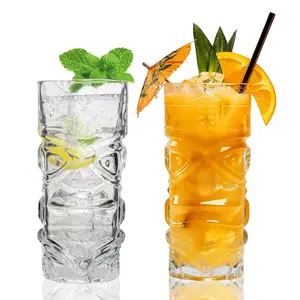 Vintage 2-Pack 14oz Drinking Glass Set, Retro Iced Coffee Cups for Soda, Beer, Juice, Tea, Whiskey, Water & Mixed Drinks – Ideal Festival Gift