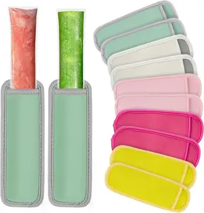 10 count  Ice Popsicle Holders - Ice Pop Sleeves for Frozen  Yogurt Tubes Ice Cream Boys Girls Party Durable Neoprene Anti-freezing No Drip in 5 Assorted Colors