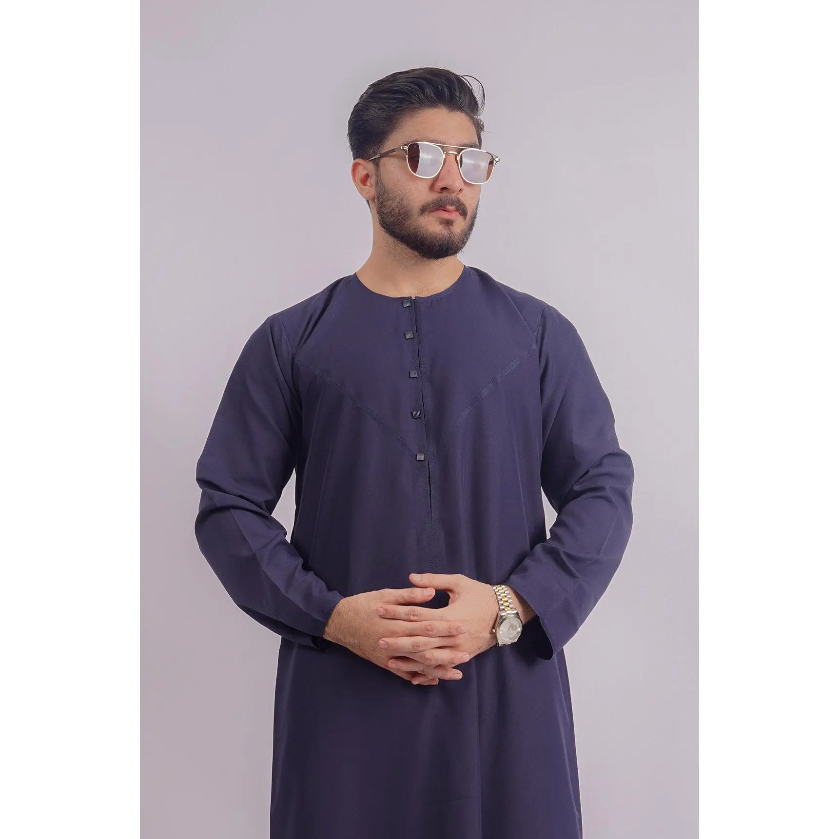 Classic Emirati Thobe - Navy Blue Classic Emirati Thobe - Navy Blue