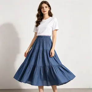 Women's Summer High-Waisted Pleated Skirt - Loose Flared Design, Figure-Flattering Everyday Versatile Bottoms