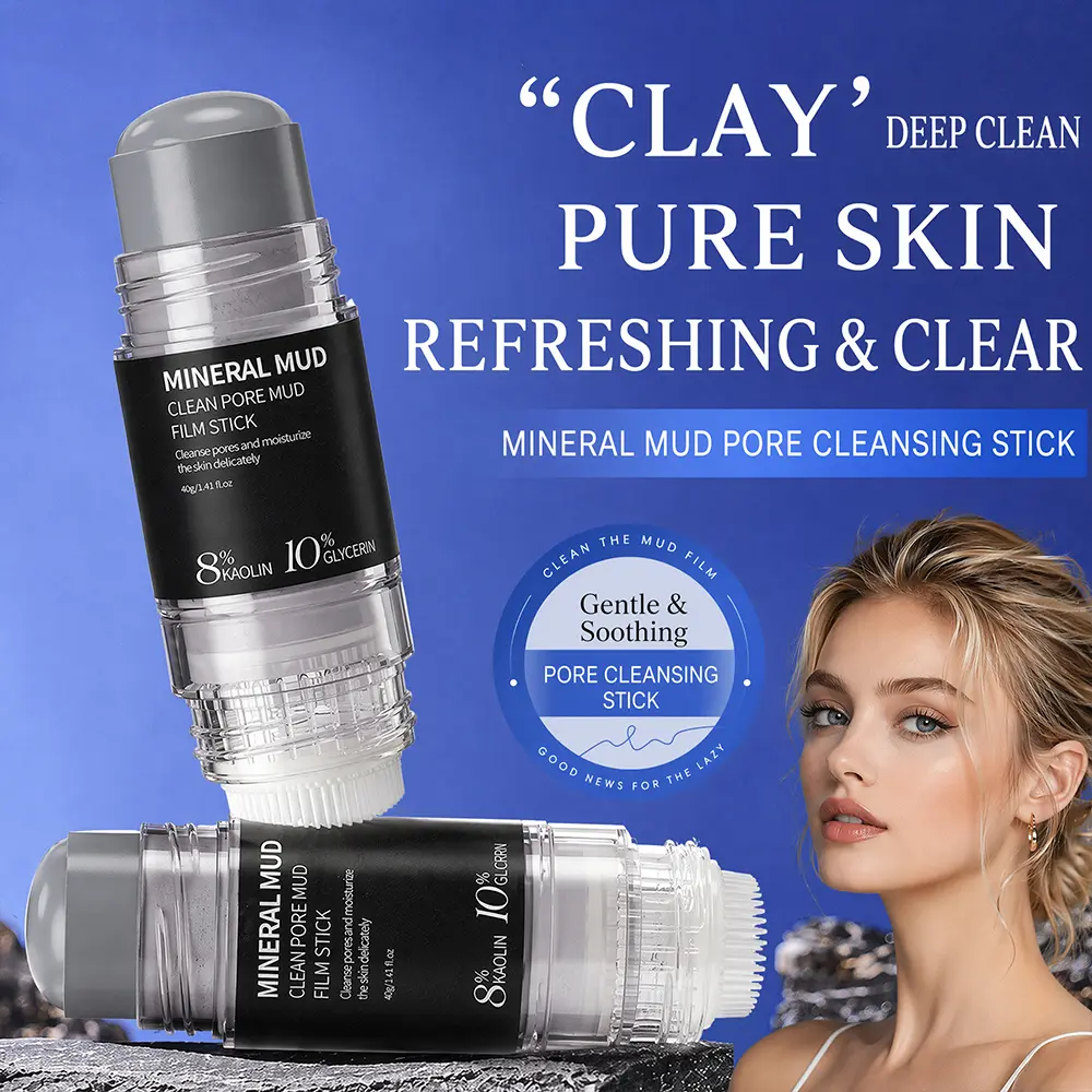 EOURHSA Dual-Ended Kaolin Clay Mask Stick with Silicone Brush, Deep Pore Cleansing & Oil Control Face Mask, 8% Kaolin + 10% Glycerin + Niacinamide, Hydrating Wash-Off Skincare for Oily Skin