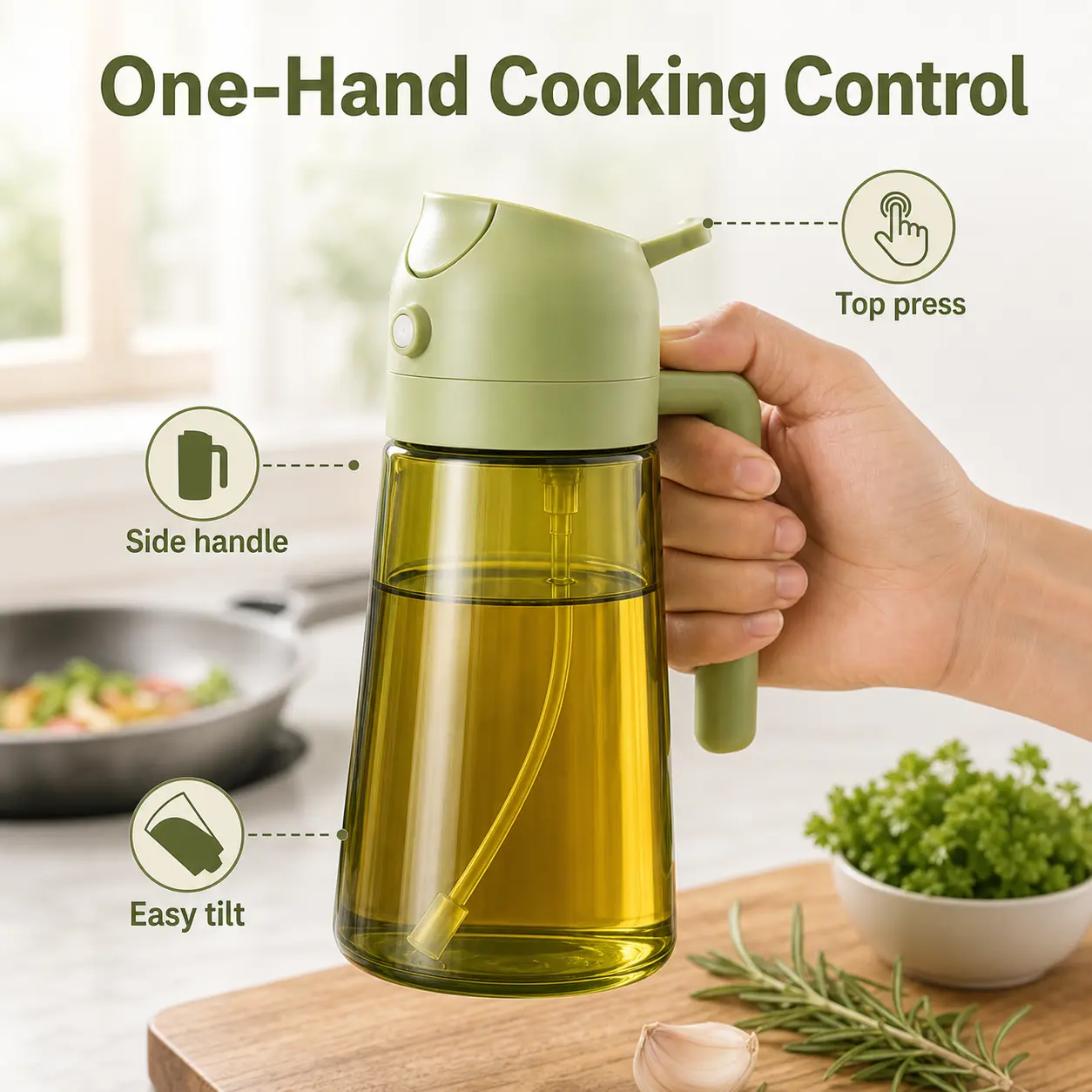 16oz/470ml Kitchen Glass Oil Dispenser Bottle with Labels, Oil Mister Spray Bottle for Cooking & Salad Dressing Kitchen Utensils