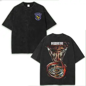 Resident Evil 2026 Movie Inspired Soft Vintage Washed Cotton Graphic T-Shirt, Unisex Oversized Casual Horror Gamer Merch Top